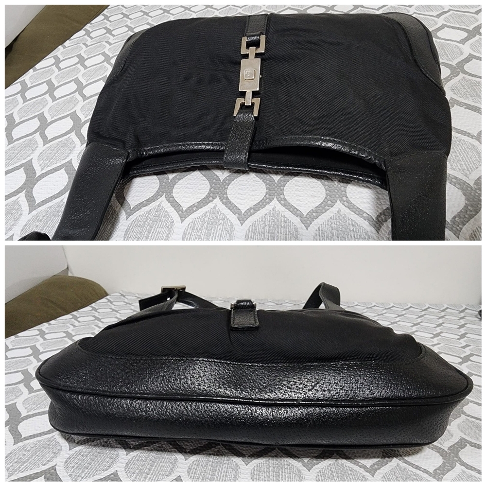 GUCCI Vintage GG Canvas Jackie Denim Shoulder Bag Black - Picture 8 of 13